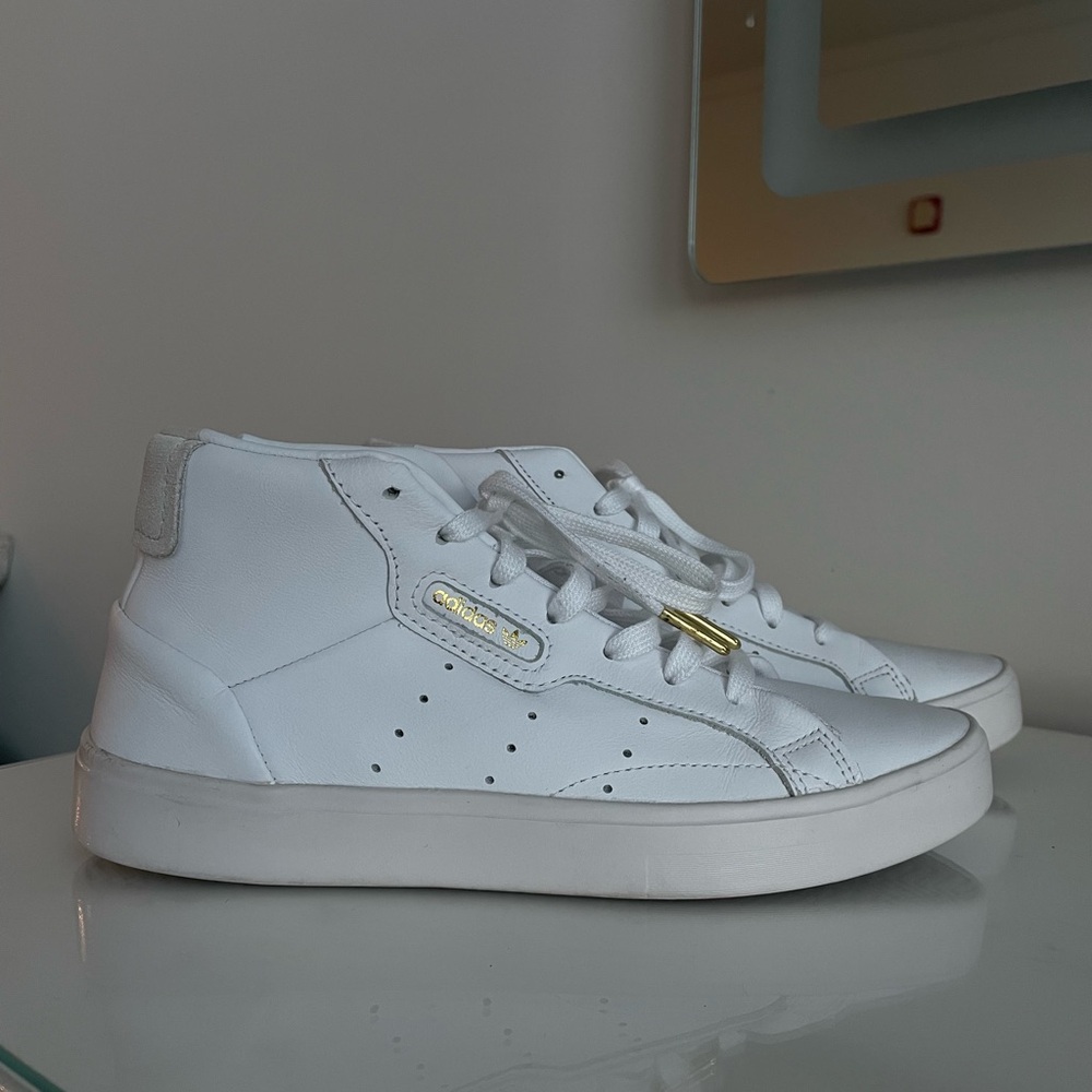 Adidas Mid Sleek Leather Sneakers White Size 7 Women